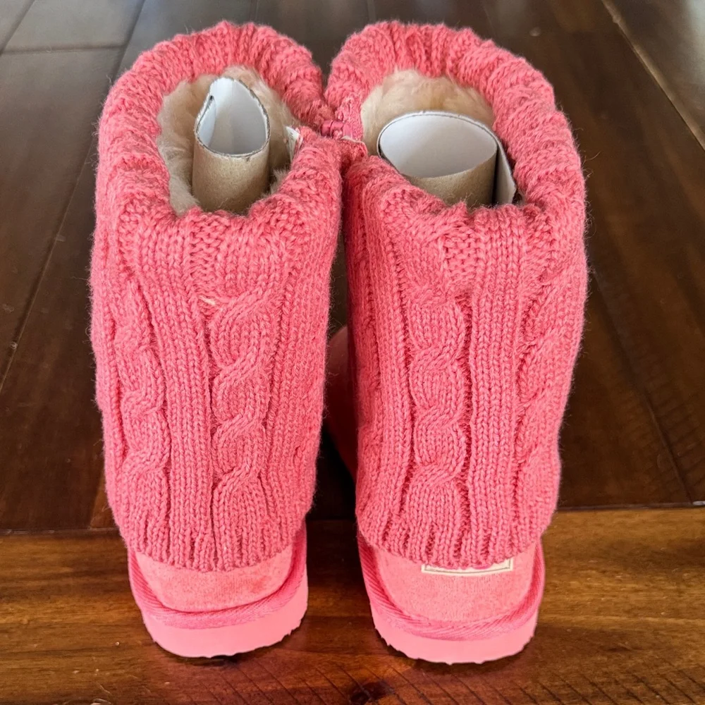 Charming Pink Cable Knit Kids Boots